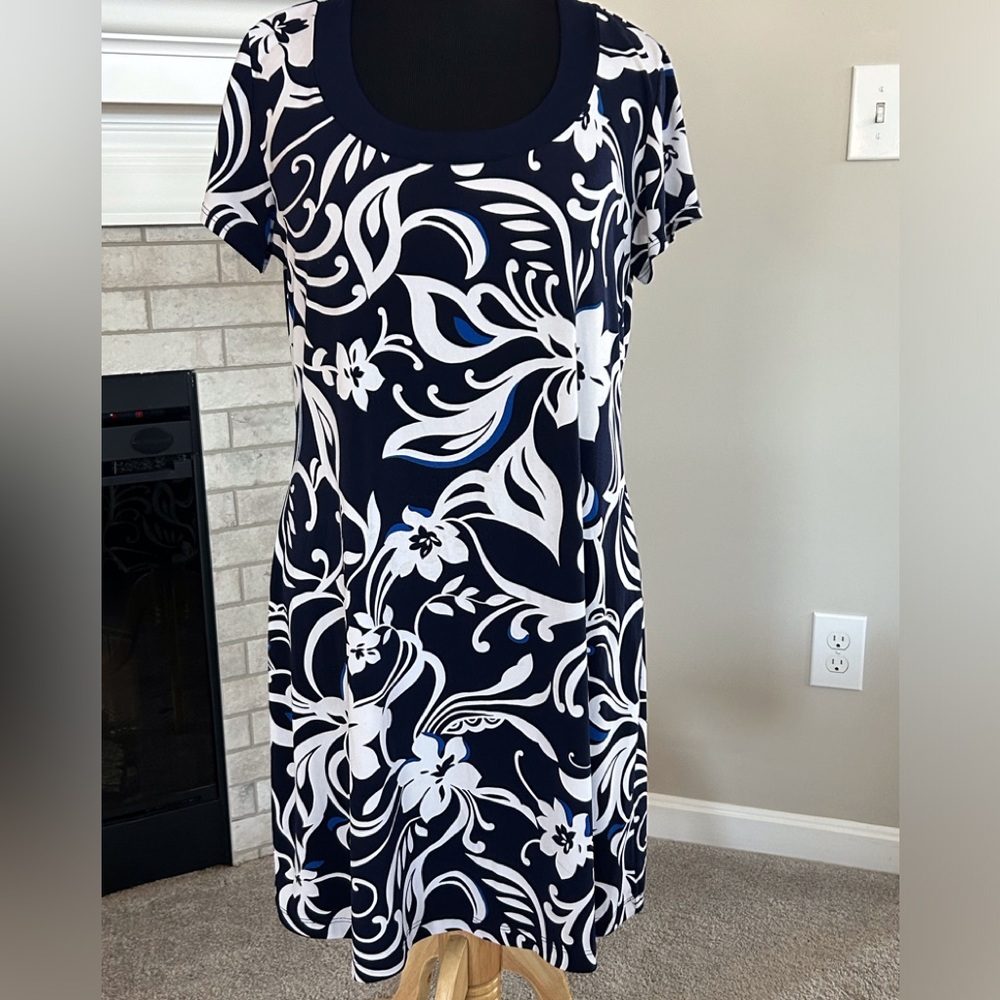 Chico’s Navy and White Floral Dress